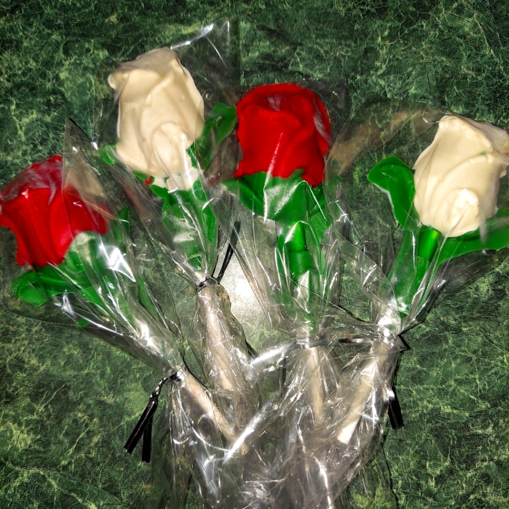 Half a Dozen Homemade chocolate Rose Lollipops 🍭